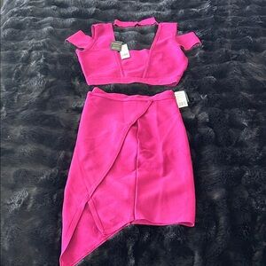 bebe pink Two-Piece Set with Asymmetrical Skirt